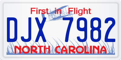 NC license plate DJX7982