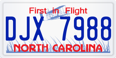 NC license plate DJX7988