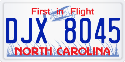 NC license plate DJX8045