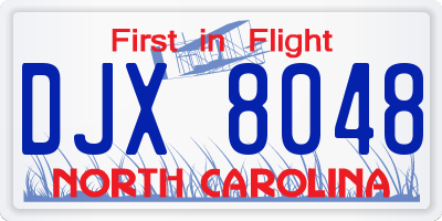 NC license plate DJX8048