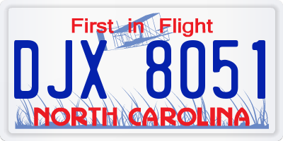 NC license plate DJX8051