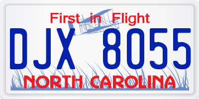NC license plate DJX8055