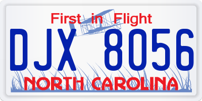 NC license plate DJX8056