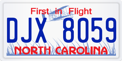 NC license plate DJX8059