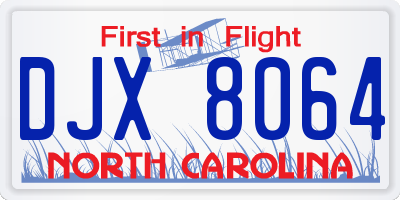 NC license plate DJX8064