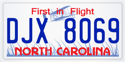 NC license plate DJX8069