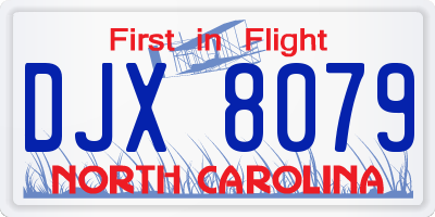 NC license plate DJX8079