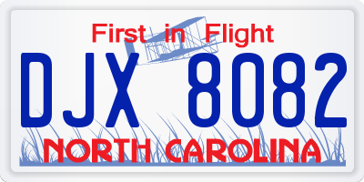 NC license plate DJX8082