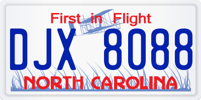 NC license plate DJX8088