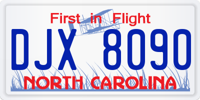 NC license plate DJX8090