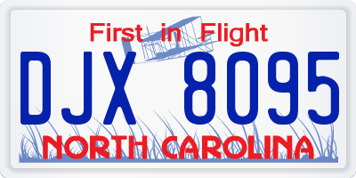 NC license plate DJX8095