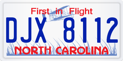 NC license plate DJX8112