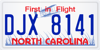 NC license plate DJX8141