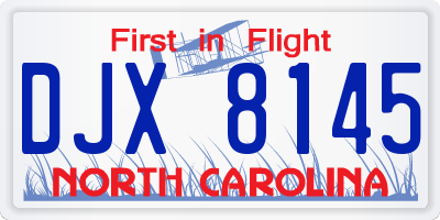 NC license plate DJX8145