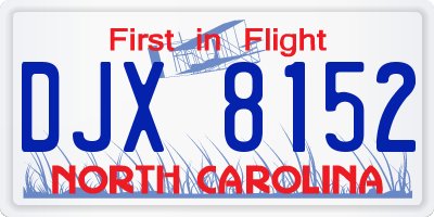 NC license plate DJX8152