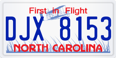 NC license plate DJX8153