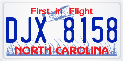 NC license plate DJX8158