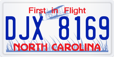 NC license plate DJX8169