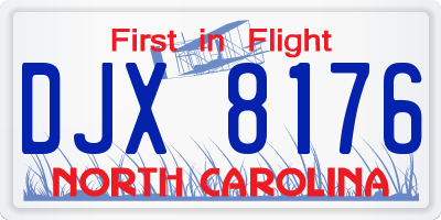 NC license plate DJX8176
