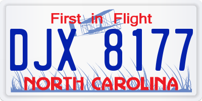NC license plate DJX8177