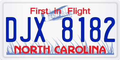 NC license plate DJX8182