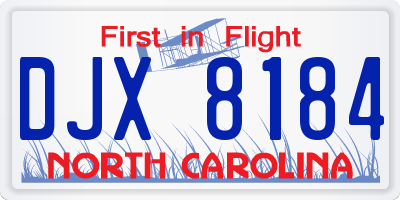 NC license plate DJX8184