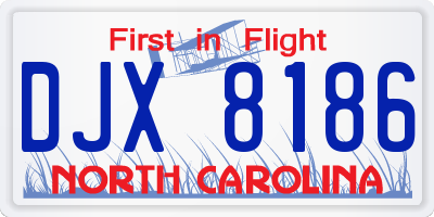 NC license plate DJX8186