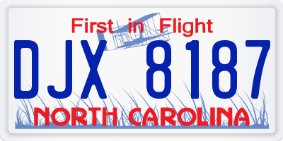 NC license plate DJX8187