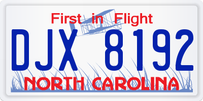 NC license plate DJX8192
