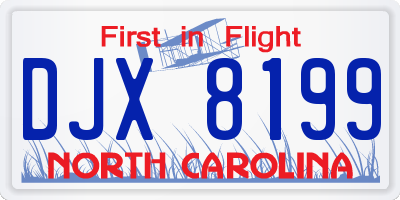 NC license plate DJX8199