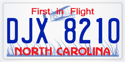 NC license plate DJX8210