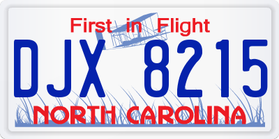 NC license plate DJX8215