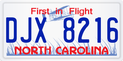 NC license plate DJX8216