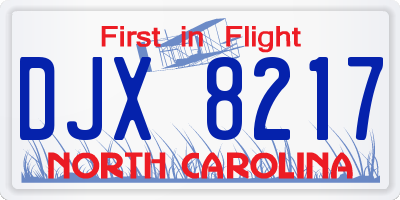 NC license plate DJX8217