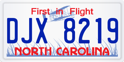 NC license plate DJX8219