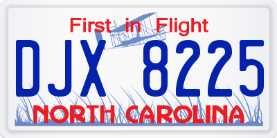 NC license plate DJX8225