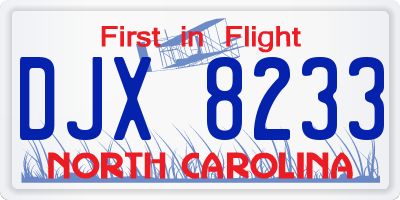 NC license plate DJX8233