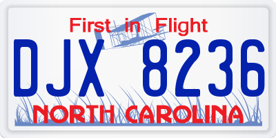 NC license plate DJX8236
