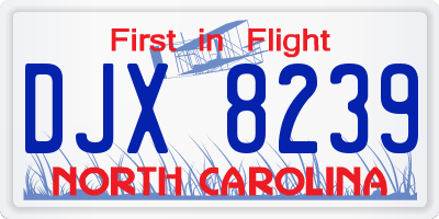 NC license plate DJX8239