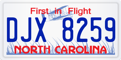 NC license plate DJX8259