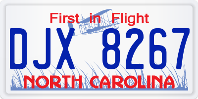 NC license plate DJX8267