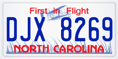 NC license plate DJX8269