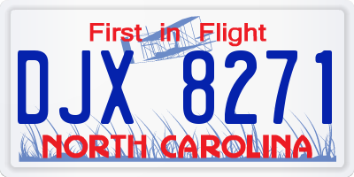 NC license plate DJX8271