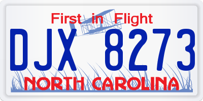 NC license plate DJX8273