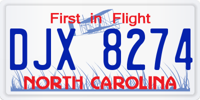 NC license plate DJX8274
