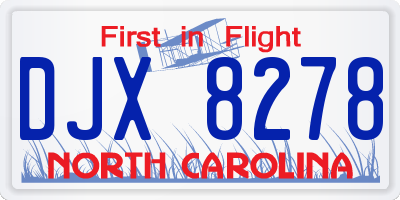 NC license plate DJX8278