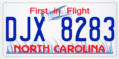 NC license plate DJX8283
