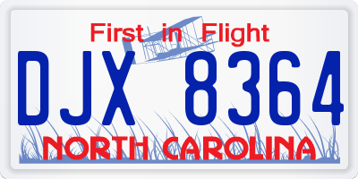 NC license plate DJX8364