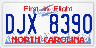 NC license plate DJX8390