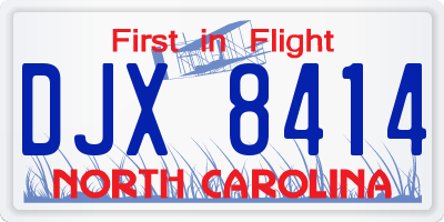 NC license plate DJX8414